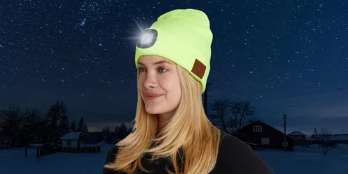 Vista 6 de BLACK DECK Gorro unisex LED Bluetooth Faro LED y auriculares estéreo inalámbricos compatibles con todos los dispositivos Bluetooth