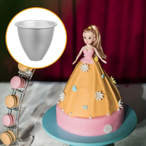 Vista 2 de 2 piezas de vestido de princesa para muñecas, molde para tartas, molde de aluminio con núcleo calefactor para boda, cumpleaños, aniversario
