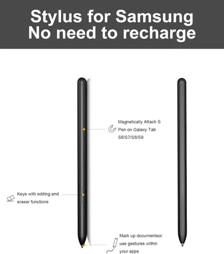 Vista 4 de Compatible con Galaxy Tab S6 Lite S Pen Reemplazo Compatible con Samsung Galaxy Tab S6 Lite Stylus Touch S Pen Negro