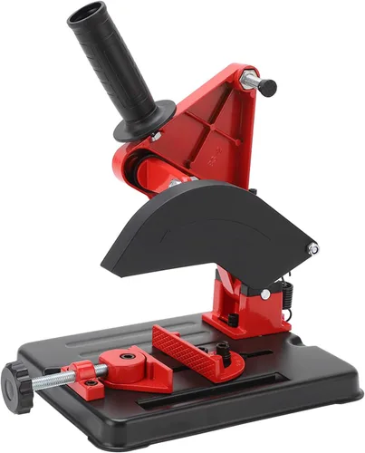 Vista 4 de Soporte para amoladora angular, soporte fijo, estación de corte duradera para taller, hierro fundido, rojo y negro, se adapta a amoladora de 100 a