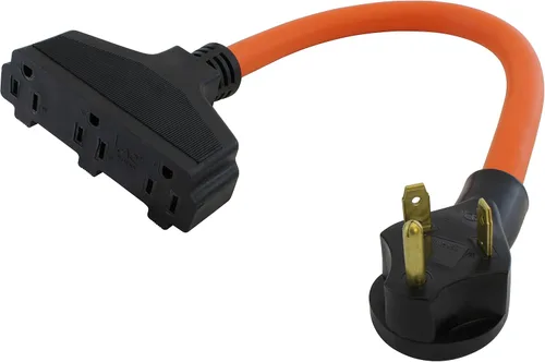 Vista 8 de AC WORKS [TT30W515] 10/3 TT-30P RV/Generator 30Amp Plug to Tri-Outlet Adaptador 5-15R (25FT Tri-Outlet)