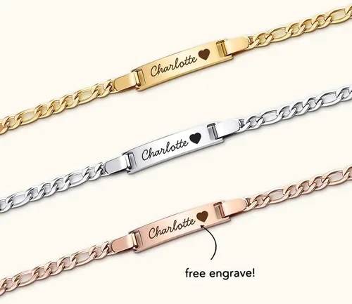 Vista 5 de WNNNS Pulsera de identificación personalizada con barra de nombre, regalos de joyería para bebés, niñas, niños, mamá, papá, parejas, para baby