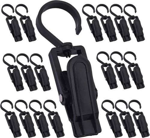 Vista 9 de 12 piezas de ganchos giratorios súper resistentes de plástico, clips para cortinas, alfileres para ropa, clips para toallas de playa, clips