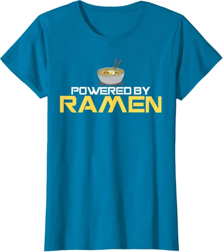 Vista 101 de Camiseta de fideos de anime japoneses Powered By Ramen, Negro, S