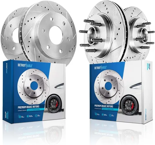 Vista 28 de Detroit Axle - Rotores de freno delantero para Volkswagen Touareg Audi Q7 Porsche Cayenne Rotores de freno de disco perforados y ranurados Reemplazo