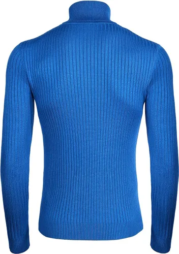 Vista 3 de Suéter de cuello alto para hombre, ajustado, suave, tejido básico