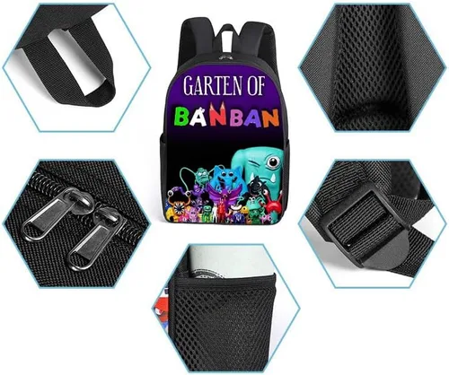 Vista 3 de Aeasecy Garten of Banban Mochila escolar con cajas de lápices y loncheras para niños, 3 piezas, mochila escolar para niños pequeños., Púrpura