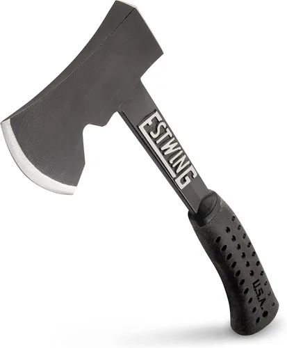 Vista 9 de ESTWING Camper's Axe - Hacha azul de 14 pulgadas fabricada en Estados Unidos con extractor de estacas para tienda de campaña y agarre de reducción