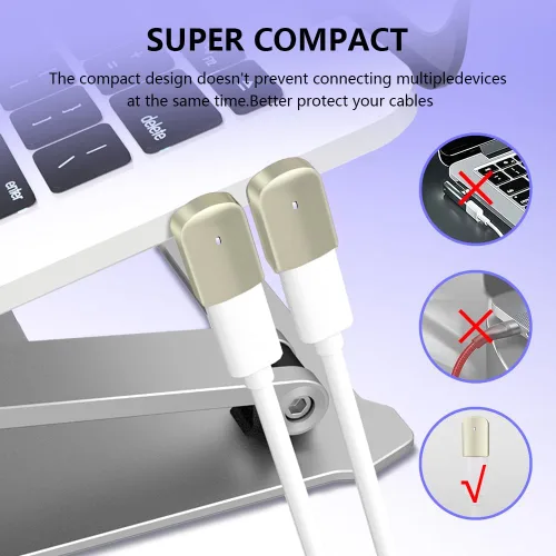 Vista 3 de Adaptador magnético USB C de 40 Gbps 2 unidades de adaptador magnético USB C de ángulo recto -3 puntas con USB4 8K 60Hz 140w carga rápida
