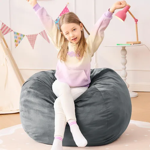 Vista 27 de Puf para niños – Silla redonda de espuma viscoelástica de 2.5 pies – Sofá puff para niños y adolescentes con funda de microfibra suave – Sofá