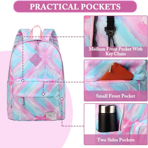 Vista 4 de Kasqo Mochila escolar, mochila clásica ligera y resistente al agua de 17 pulgadas para hombres, mujeres, adolescentes, niñas, niños y niños a