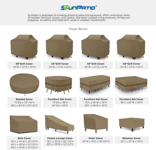 Vista 8 de SunPatio Fundas impermeables para sofá de patio, fundas resistentes para muebles de exterior, fundas de sofá biplaza con ventilación de aire/correas