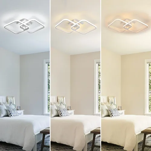 Vista 2 de DAXDG - Lámpara de techo LED, 25.2 pulgadas, 3 colores de luz intercambiables (3000 K/4500 K/6000 K) moderna lámpara de techo cuadrada blanca