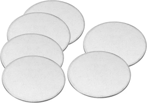 Vista 10 de PATIKIL Disco de acero de 1.260 in, 10 etiquetas redondas de metal para estampado en blanco, placa de disco circular circular de metal, placa