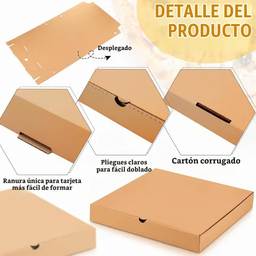 Vista 3 de PerKoop - 100 cajas de pizza a granel de cartón cuadrado, kraft, 12 pulgadas Papel kraft