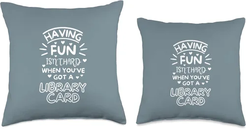 Vista 3 de jovy fits Divertirse no es difícil cuando tienes una tarjeta de biblioteca Almohada de libro, 16 x 16, multicolor
