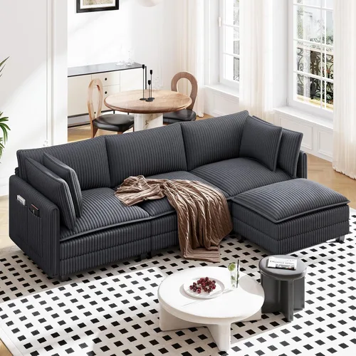 Vista 30 de Vesgantti 74" Cloud Couch for Living Room, 2 Seaters Deep Seat Sectional Modular Sofa, Double Cushion Corduroy Small Sofas Living Room Couches for
