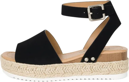 Vista 2 de STYLISH S Gloria-IIS Sandalias de plataforma con punta abierta y plataforma para niñas, con tachuelas, hebilla ajustable en el tobillo