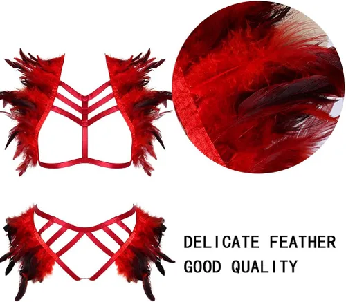 Vista 5 de BBOHSS - Arnés para mujer, diseño de plumas