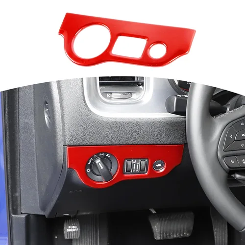Vista 10 de RT-TCZ para Dodge Challenger 2015 en adelante, Panel de interruptor de faro Challenger, Cubierta de recorte para interior azul, Accesorios 1 pieza