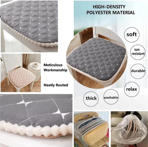 Vista 4 de Cojín para silla con lazos para sillas de comedor, almohadillas de espuma viscoelástica texturizadas suaves y cómodas para sillas de cocina con Azul