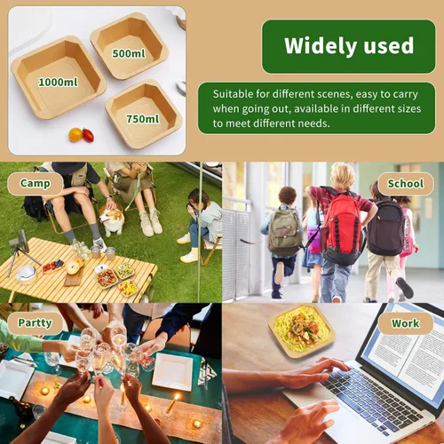 Vista 6 de Paquete de 50 cuencos de papel de 17 onzas, cuencos de ensalada desechables con tapas Octagon Disposable Bowls, Disposable Food Containers with