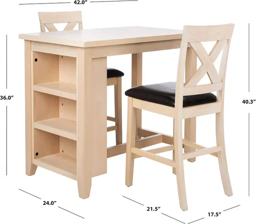 Vista 9 de SAFAVIEH Home Everest - Juego de 3 estantes de almacenamiento de madera lavada, color blanco lavado