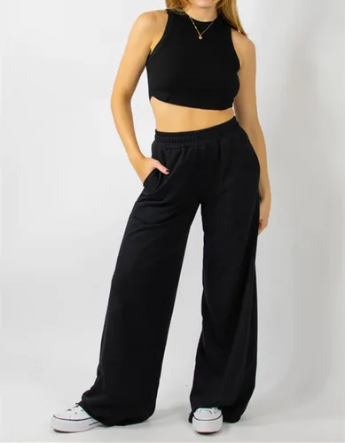 Vista 2 de Winioder Pantalones deportivos de pierna ancha para mujer, elásticos, de cintura alta, holgados, para adolescentes, niñas, pantalones deportivos