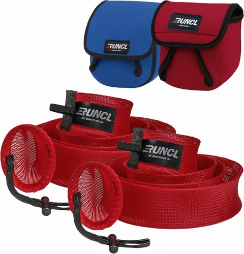 Vista 11 de RUNCL Fundas para caña de pescar y bolsas de carrete, calcetines de caña de hilar/fundición y cubiertas de carrete de spinning/baitcasting, solución