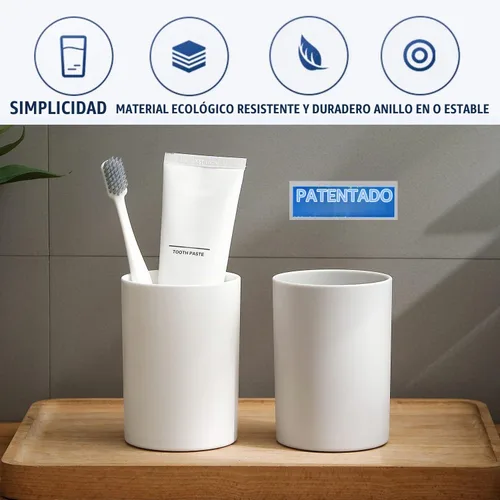 Vista 5 de Vaso de baño de 10.5 oz reutilizable irrompible para cepillo de dientes de 10.1 fl oz – Enjuague bucal de plástico fácil de limpiar soporte