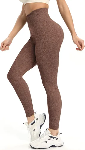 Vista 5 de A AGROSTE Leggings de entrenamiento con levantamiento de glúteos para mujer, sin costuras, cintura alta, pantalones de yoga, control de abdomen