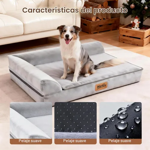 Vista 3 de Cama para perros de tamaño mediano, cama ortopédica para perros medianos, cama impermeable de espuma viscoelástica para mascotas, sofá para perros