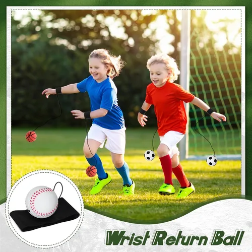 Vista 4 de Jerify - 30 unidades de pelota de retorno de muñeca en una cuerda, deportes de béisbol, regalos de fiesta de fútbol, baloncesto, muñeca de retorno