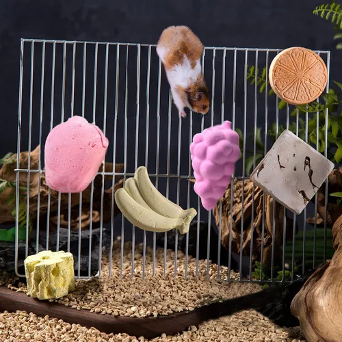 Vista 5 de Tfwadmx Bloque de lava para masticar, juguetes para moler dientes, bloque de lava para mascotas, piedra de calcio para chinchilla, hámster, ratón