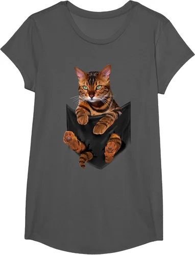 Vista 30 de Camiseta de bolsillo con estampado de tigre y gato Negro