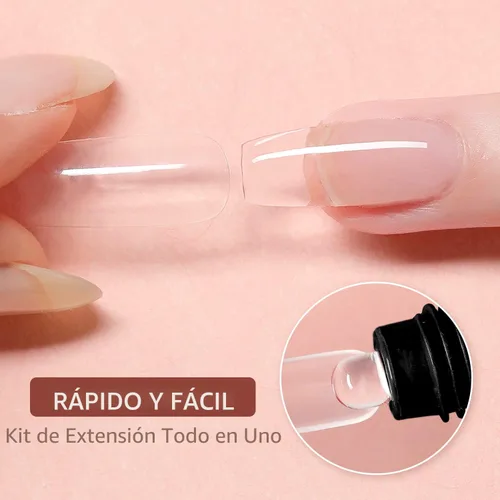 Vista 2 de GAOY Kit de uñas de gel de poliéster con kit de inicio de luz UV, kit de extensión de gel constructor de 6 piezas para principiantes con todo arte