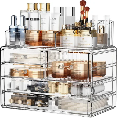 Vista 11 de ZHIAI Organizador Cosmético Apilable, Organizador Cosmético de Acrílico para Cómoda, Tocador, Gabinete de Cocina, Baño, Debajo del Fregadero