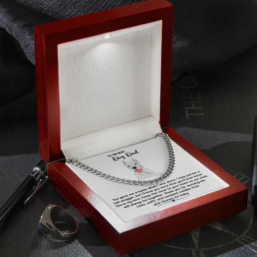 Vista 6 de Dogo Argentino Dog Dad Cuban Chain Necklace, Jewelry Message Card for My Fur Dad, Dogo Argentino Dog Owner, Pet Portrait Necklace Present