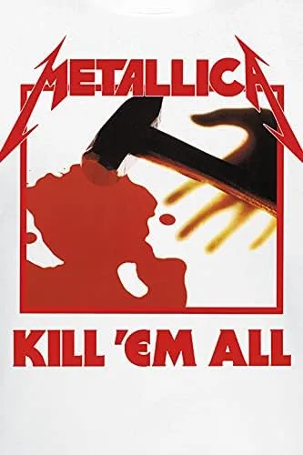 Vista 3 de Metallica Camiseta Kill Em All Band Logo Oficial Hombres Blanco