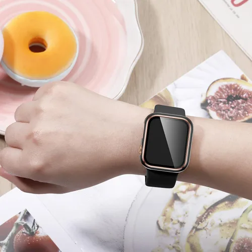 Vista 8 de Charlam Compatible con estuche Apple Watch de 44mm 42mm 40mm 38mm con protector de pantalla para mujeres y hombres, cubierta protectora
