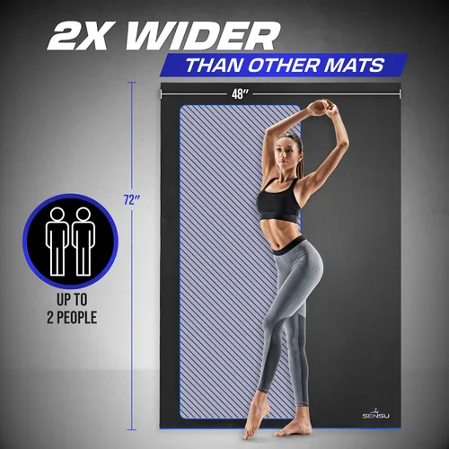 Vista 2 de Sensu Large Exercise Mat – Extra Thick Non-Slip Workout Mat for Home Gym, Durable Shoe-Friendly Fitness Mat for Strength Training, Stretching