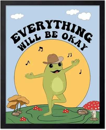 Vista 70 de Poster Master All That Is Meant To Be Poster - Retro Frog on Mushroom Print - Meditation Art - Motivational Design - Preppy Print - Trendy Decor