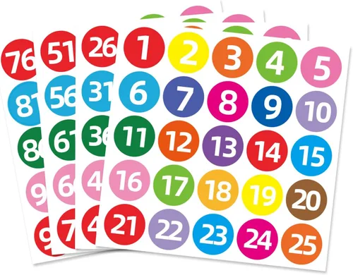 Vista 9 de STARLIBOO Calcomanías de vinilo de 1 a 100 números consecutivos, calcomanías pequeñas redondas numeradas de 0.4 pulgadas, 3000 etiquetas de vinilo