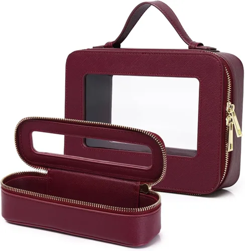 Vista 15 de Pinkmik Pequeña bolsa de maquillaje, mini estuche transparente para maquillaje y neceser con cremallera, organizador de bolsos para mujer