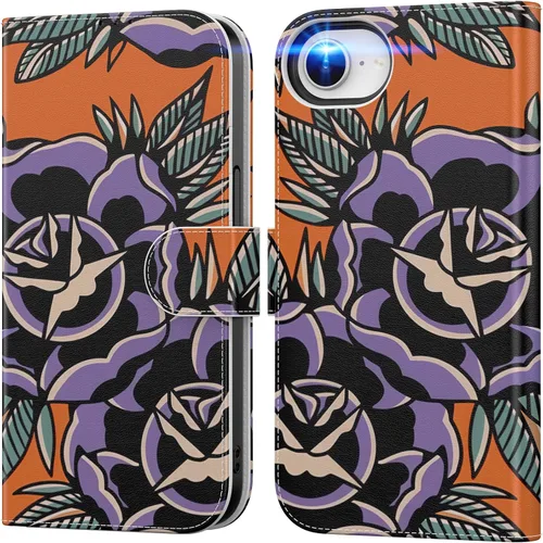 Vista 14 de DEENAKIN Funda tipo cartera para iPhone 15 con tarjetero + clip para efectivo, bloqueo RFID, protección contra caídas de grado militar y obras