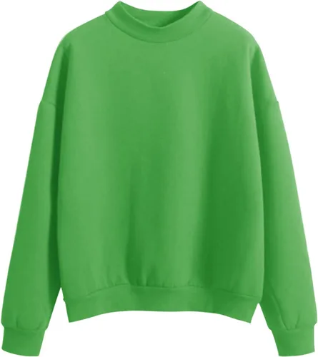 Vista 11 de Sudadera de cuello alto falso para mujer, cuello redondo, cómoda, color liso, suéter casual de manga larga, suéter de otoño