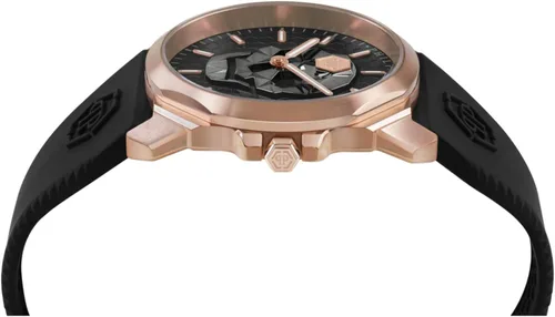 Vista 2 de Philipp Plein The $Kull Collection Luxury Mens Watch Timepiece with a Black Strap Featuring a IP Rose Gold Case and Black Dial