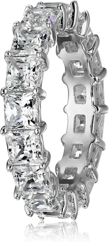 Vista 4 de Amazon Essentials Anillo de plata de ley con corte princesa hecho con circonita cúbica Infinite Elements (anteriormente colección Amazon)