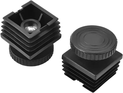 Vista 7 de MroMax 10 juegos de pies de nivelación ajustables de 0.787 x 0.787 in de plástico de metal cuadrado tubo kit de inserción M8 hilo deslizamiento
