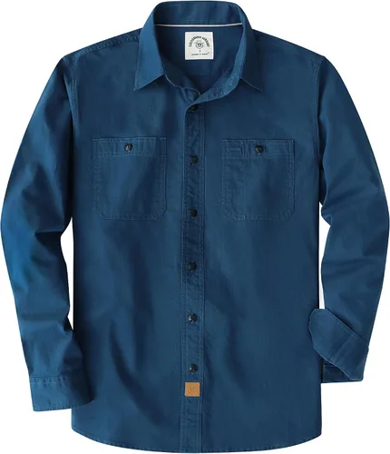 Vista 15 de Dubinik® Chambray - Camisa de trabajo de algodón de manga larga para hombre, con 2 bolsillos, casual, con botones